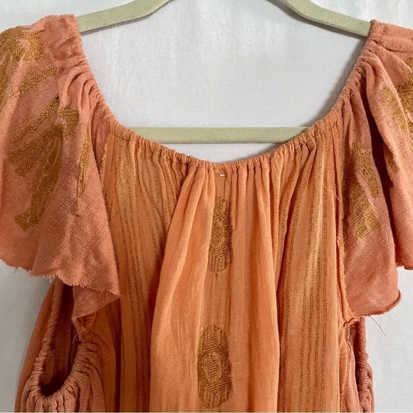 Free People Pukka Embroidered Peasant Top in Orange Tassel Detail - Picture 10 of 15